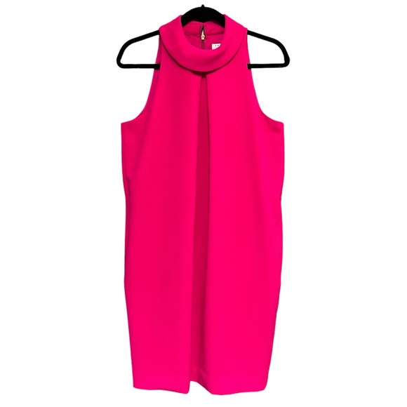 Trina Turk Cut Away Trapeze Dress
W/ Ruffle Neck In Magenta w pockets! - Picture 14 of 16